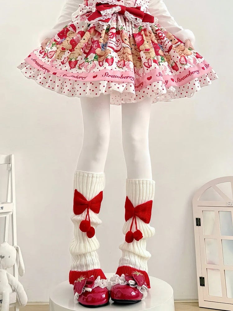 Warmers Bow 40cm Red - White Cherry Leg