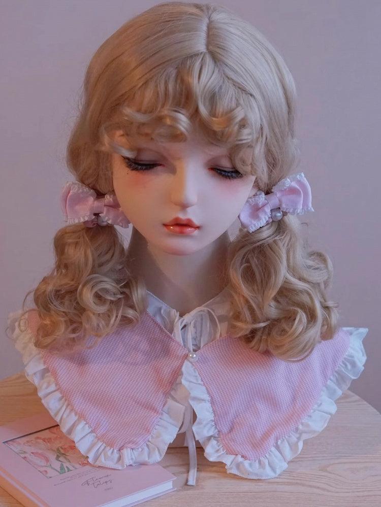 Decorated Beaded Trim Bowknot Lace Scrunchies