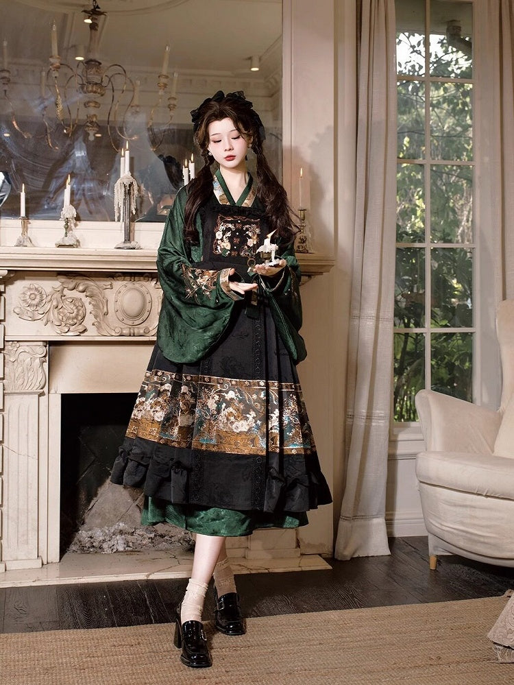 Han Lolita Magic Academy Theme Pipa Sleeves Dress Embroidery - Luo Xiu Dong Xiang