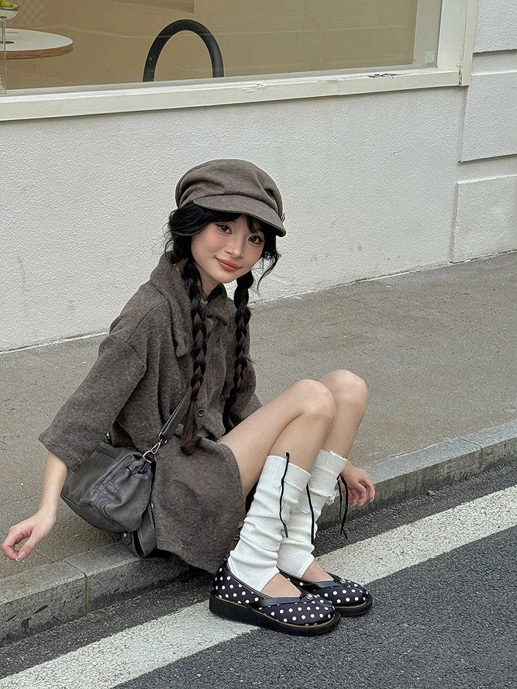 Warmers with Bow Footless Lace Leg Ruffled