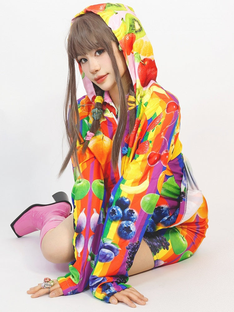 Fruit Jacket Gyaru Protection Hoodie Colorful Sun Fashion Print