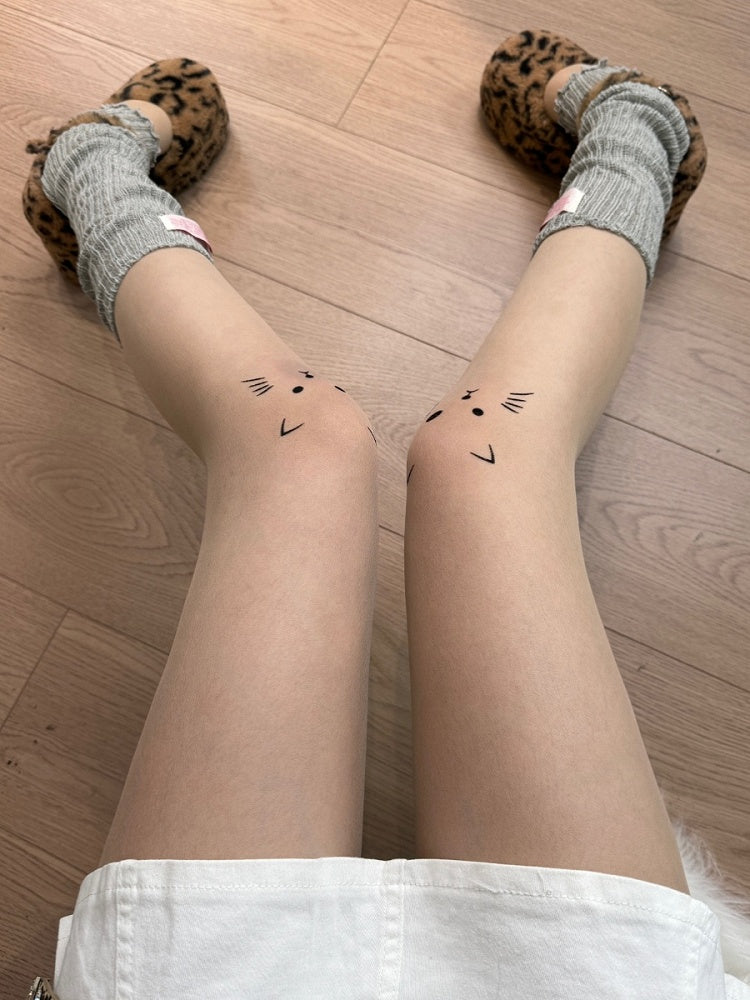 Design Kitty Tattoo Cute Nude Tights