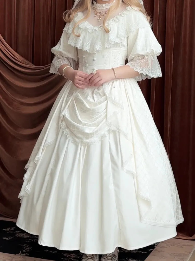 Weißer Korsettrock mit Knochen und hoher Taille, Aristokrat, Gothic, Lolita SK