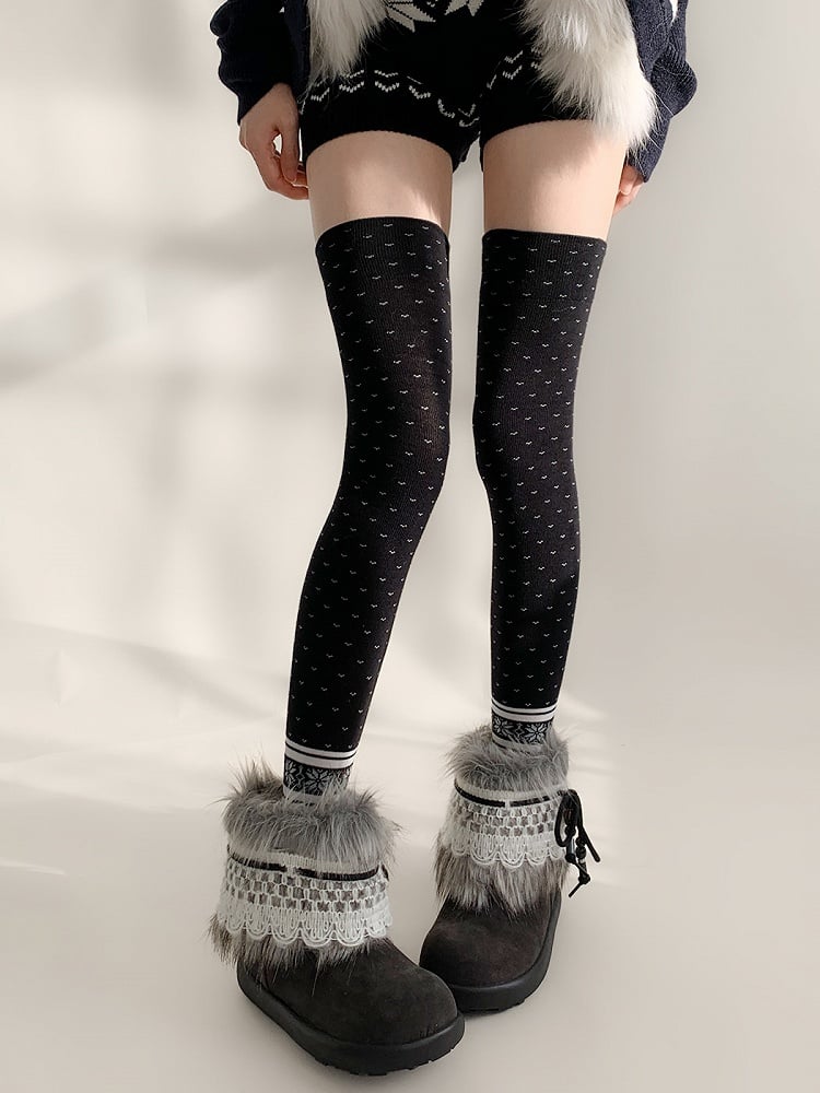 Heart Warm Over-the-Knee Pattern Stockings