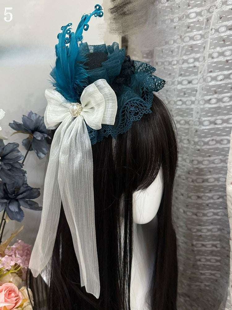 Feather Mini Lace Hat Decorated Design Options Trim Bownot 5