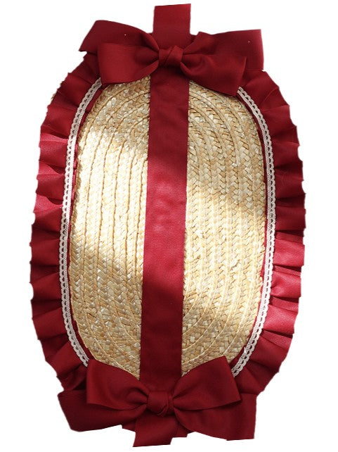 Bowknot Leaf Strawberry Hairclip Lolita Sweet Red Bonnet With Straw