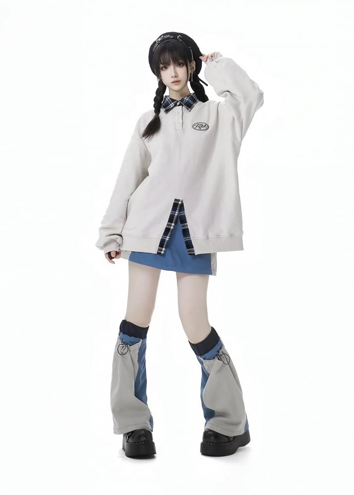 Blue&White Colorblock Skirt