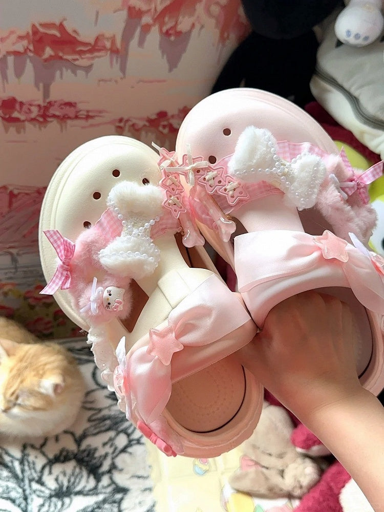 Star Bleige Details with Lolita Plush Pink Sweet Accents Crocs-style Clogs