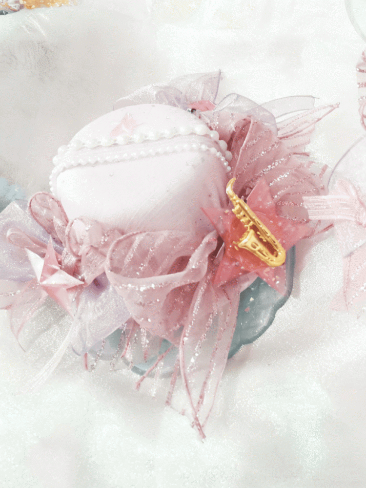 Idol Saxophone Decor Star Hat Pink/Blue Mini Lolita