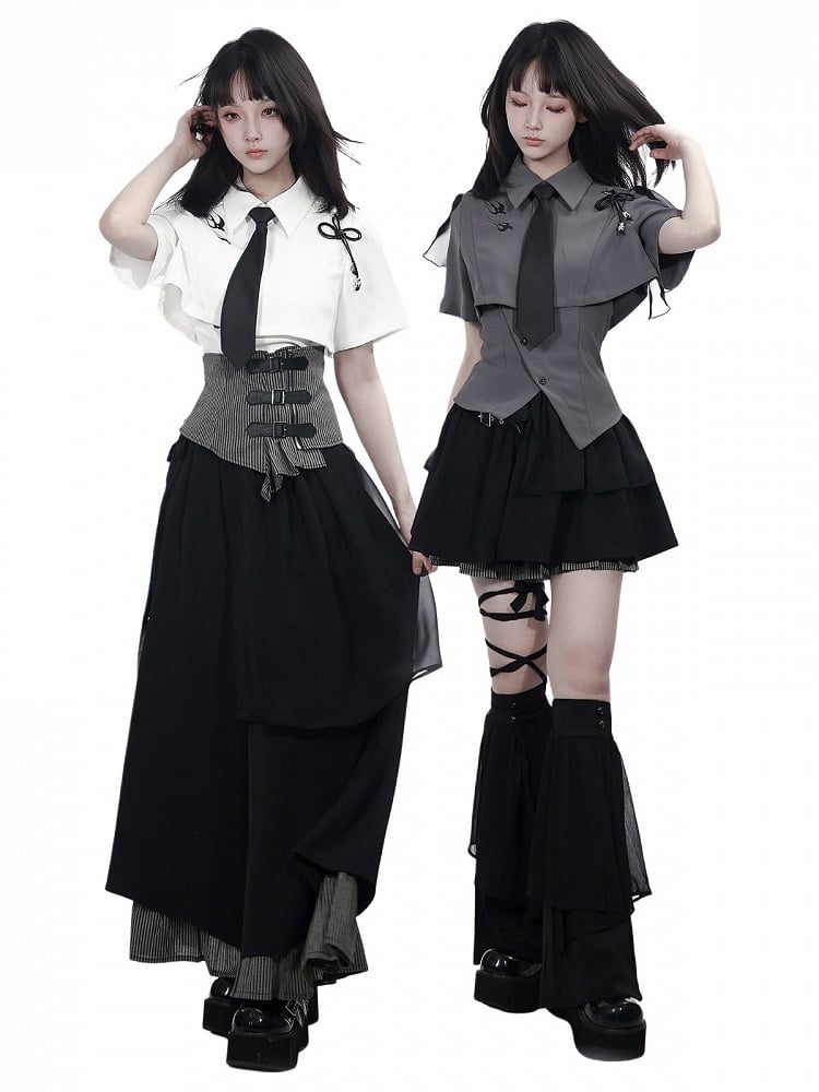 Black Wide-Leg Pants with Striped Hem - PINK SAVIOR
