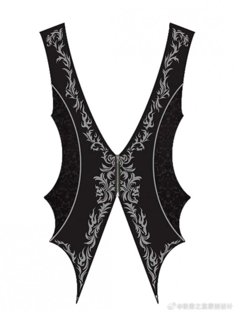 Schwarze Ouji Lolita Weste mit wunderschönen Details