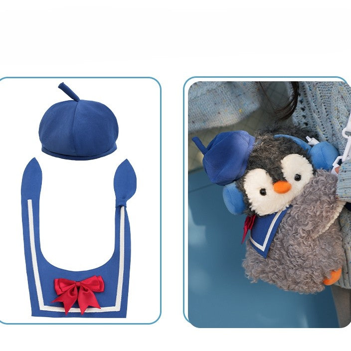 Sailor Penguin Gray Bag Plush Size Middle/Large Cute Blue + Hat Backpack/Crossbody Collar