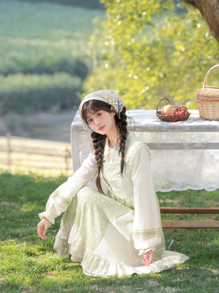 フリル袖ブラウス ピーターパンカラー ロング ライトイエロー