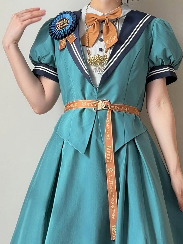 Lolita Bow Tie Dark Blue Yellow Embroidery - LilyVow