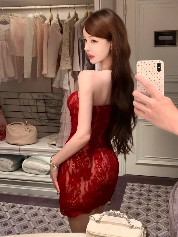 Vintage Lace Bodycon Dress with Detachable Tulle Train | Catyears