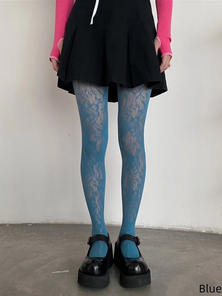 Colors Lace 6 Pattern Floral Tights