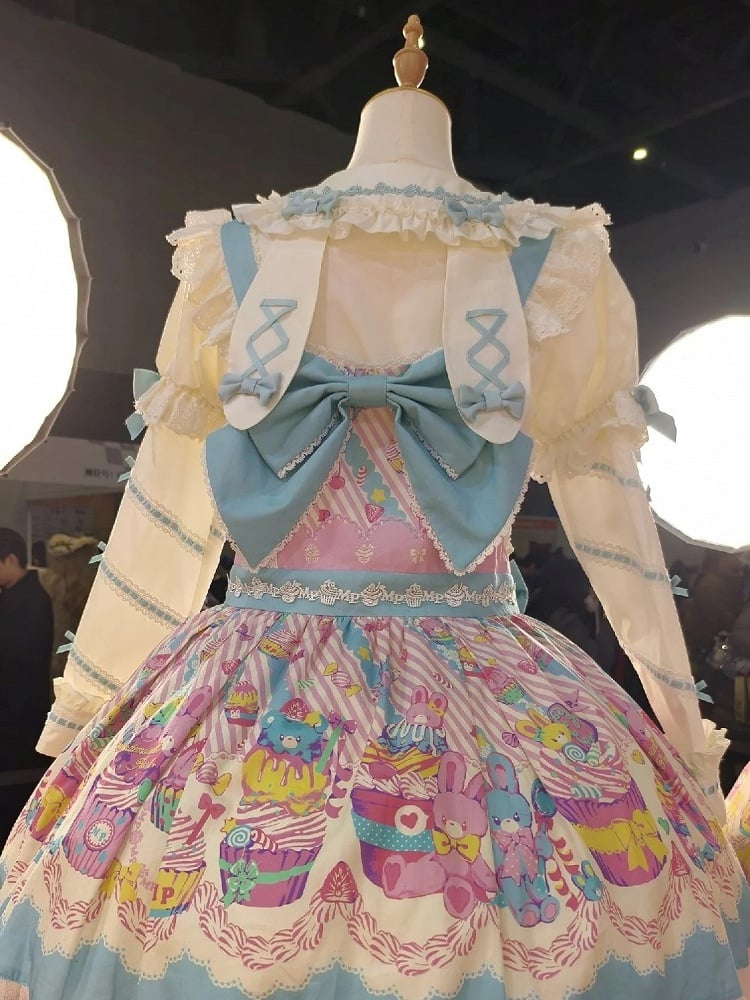 Pan Lolita Blue with White Bunny Accents Ears Collar Blouse Bow Peter and