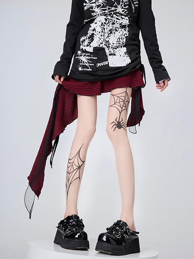 Gothic Web Tights Design Nude Spider Tattoo