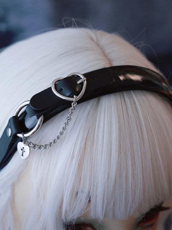 Mit Charm Gothic Schwarz Verzierte Schnalle Herz KC