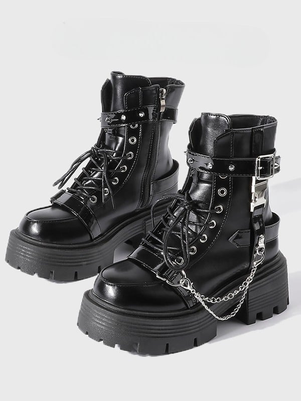 Martin Black Detachable Buckle Studded Strap - Punk with Charm Boots Chain