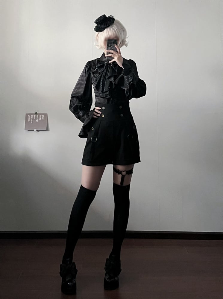 黒王子ロリータ長袖シャツ(ジャボ・ボウタイ付き)