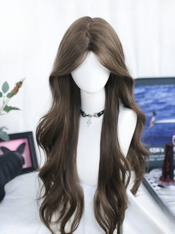 カーテン 65-70CM 前髪ウェーブブラウンウィッグ付き長さ