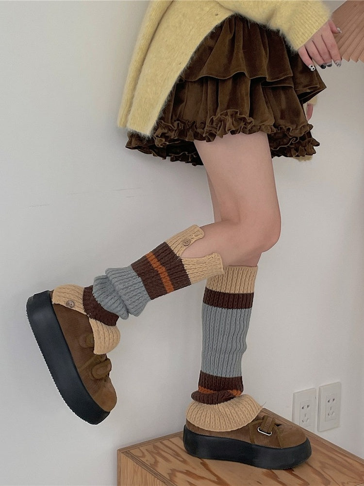Color 2 Leg Knitted Options Warmers Buttons with