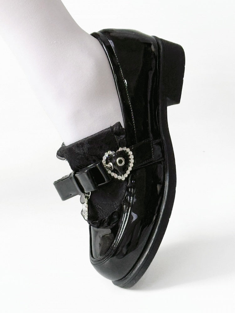 Jirai Polished Black Low Slip-On - with Loafers Kei Heel
