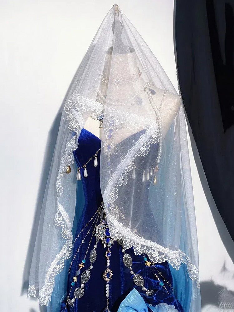 Blau / Rot / Schwarz Schimmernder Schleier