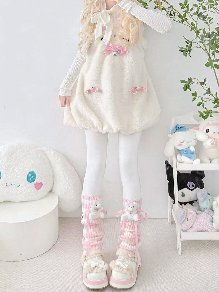 Slouch Bear Stripe Warmers Leg Pink