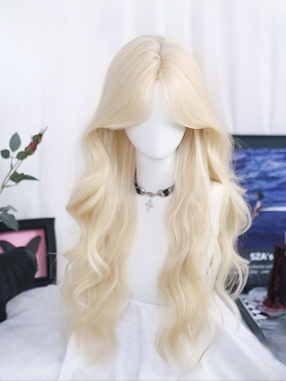 長さ70cm ウェーブ前髪ウィッグ カーテンブロンド