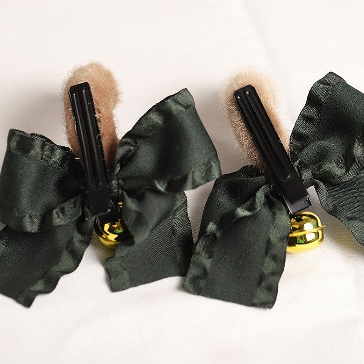 Christmas Lolita Sweet White Dark Green Hairclip/Hairband Elk