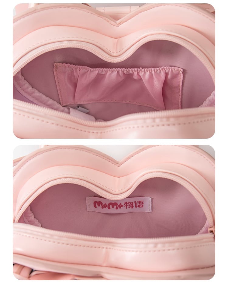 ピンク/ブルー/パープルのハート型クロスボディバッグ