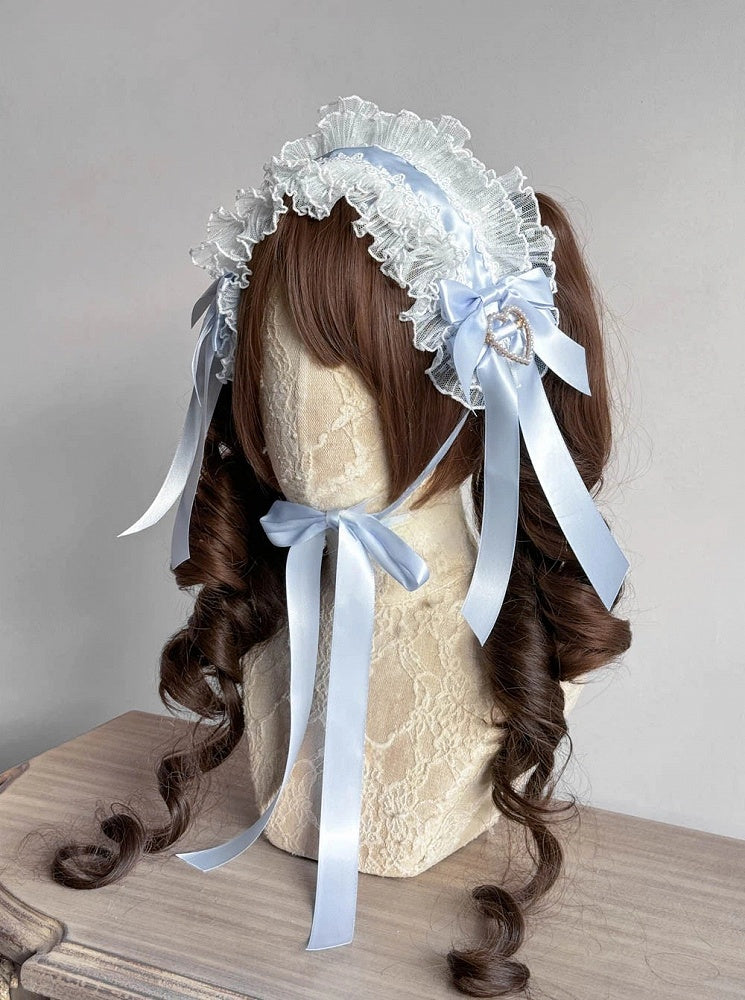 Pink Cake-Style Blue Sweet Lolita Ruffled / Black Hairband