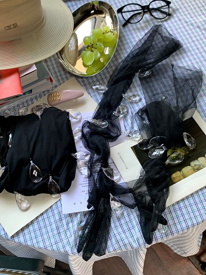 Handschuhe Charms Strass Schwarz