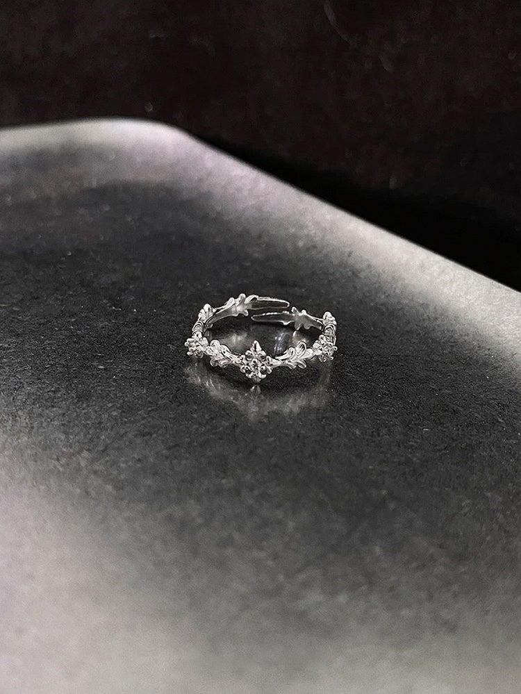 Silver Gothic Cross Ring with Rhinestone Accents - Insomnia Artist