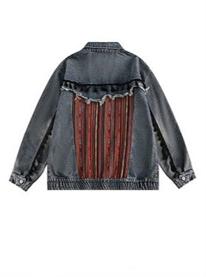Jacket Retro Denim Ethnic Spliced
