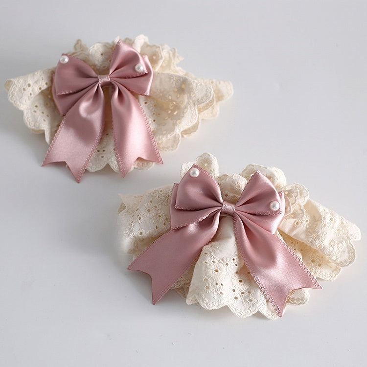 Wrist Bow Pink With Lolita Sweet Beige Cuffs Doll-Style Ballet
