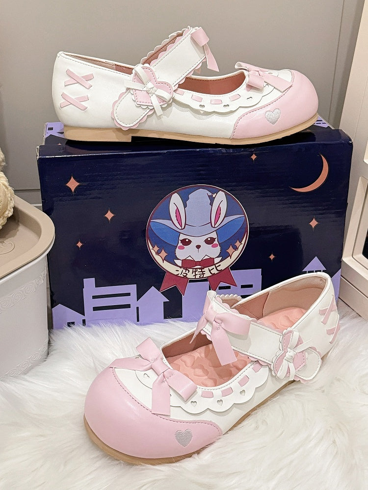 Trim with Pink in Scalloped PU Flats