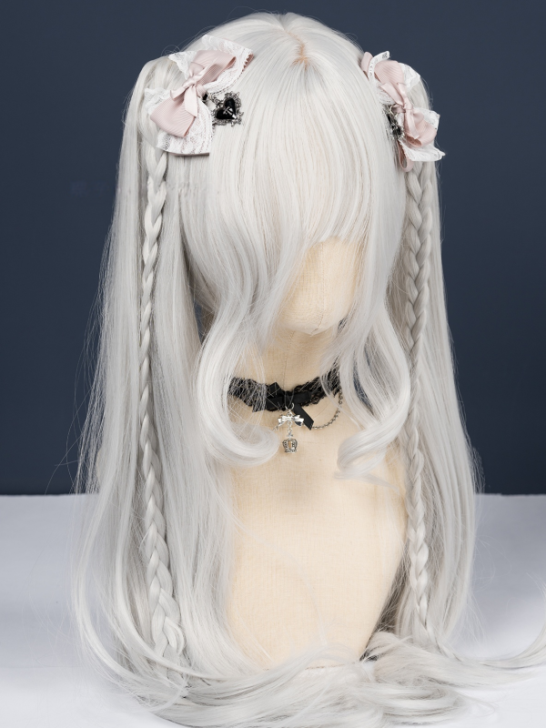 Hair Clips Bow Kei Colors Jirai Cross with Lace Charms Heart Gothic 4