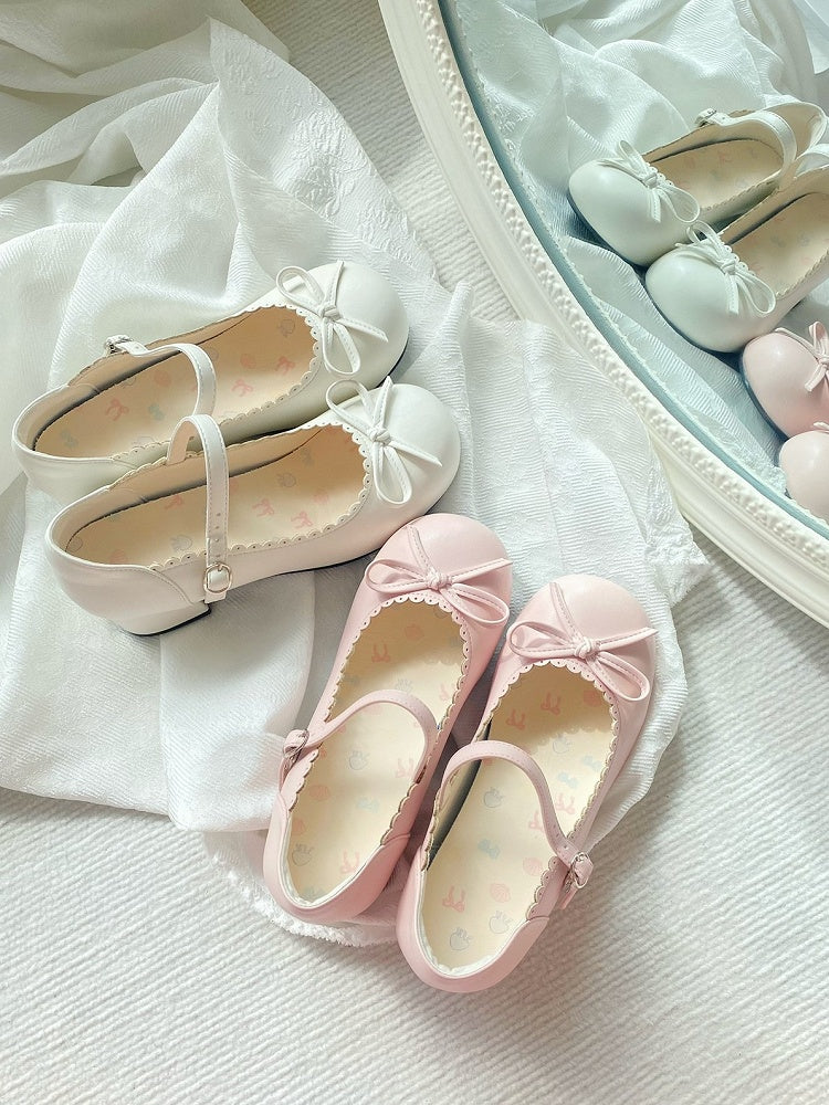 Janes Bow Mary 3cm Heeled with Details Lolita Sweet Snap Pink Closure