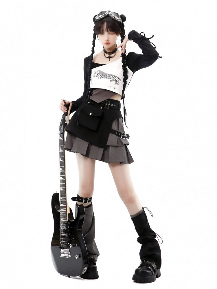 Leg Asymmetric Gray and Black Warmers