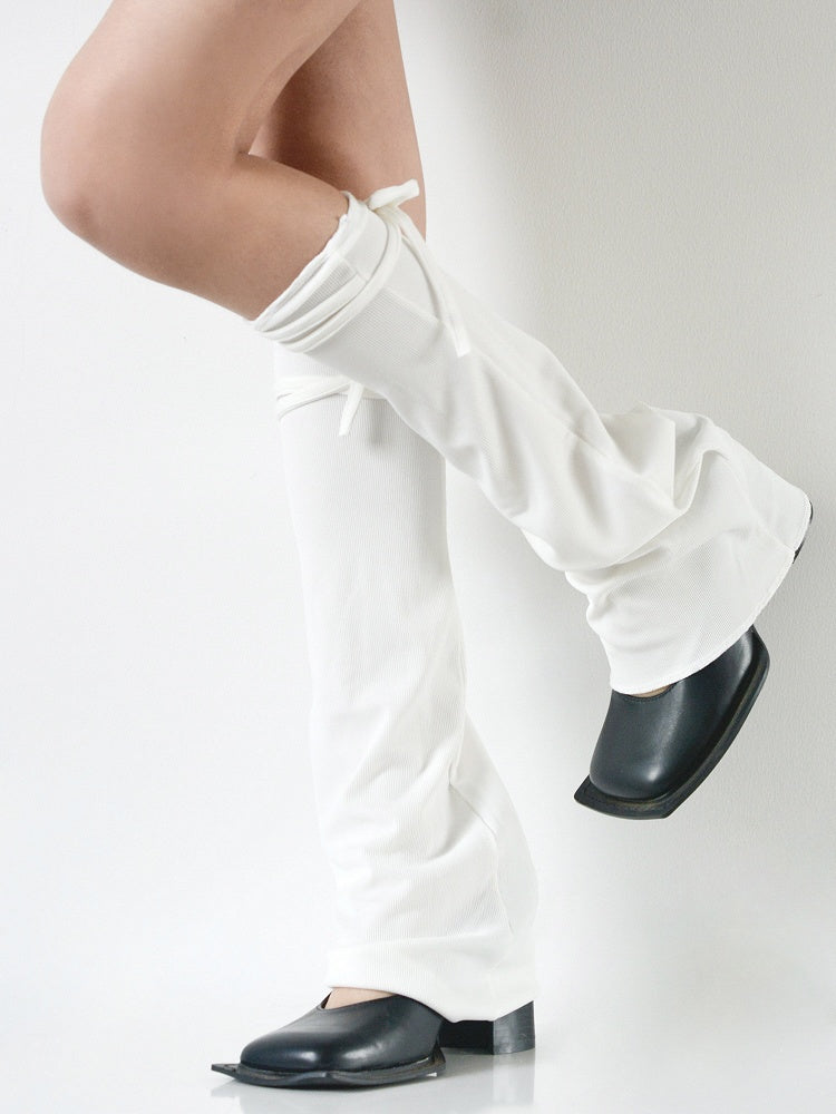 Black/White/Gray Thin Leg Design Strappy Warmers