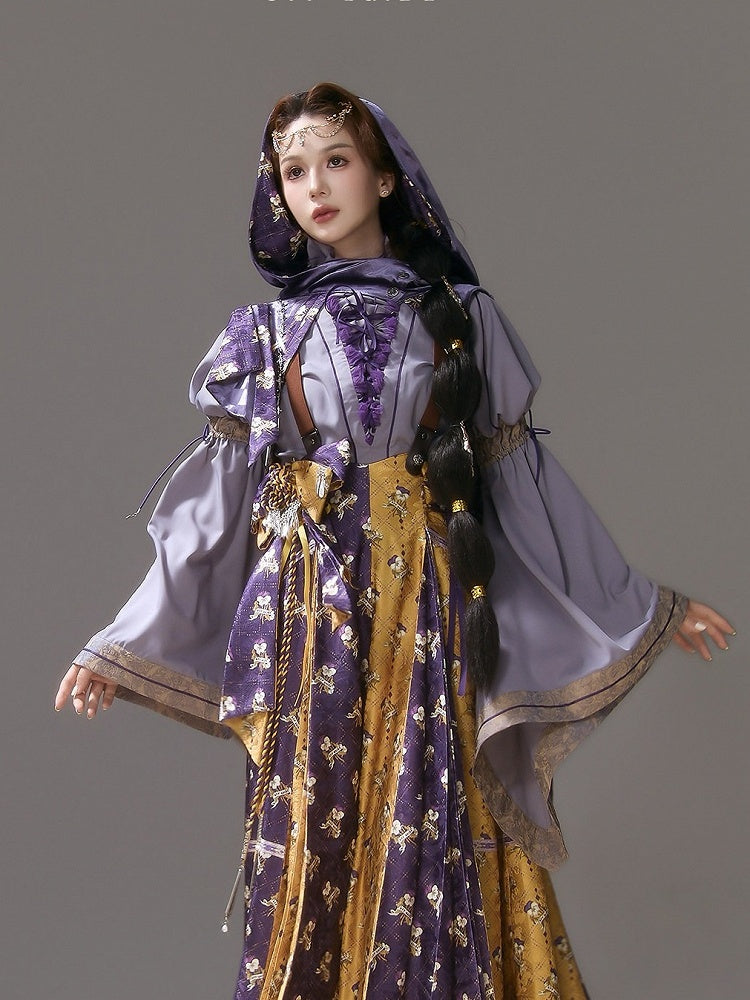 Purple Elegant Bell-Sleeve Lolita Blouse - Neoludwig