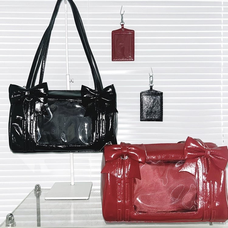 Bow PU Bag Ita Window Red Daily with Display