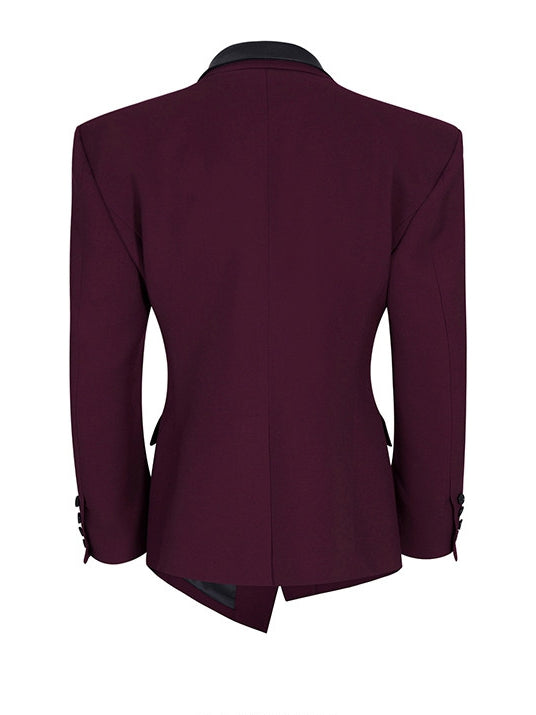 Detachable Men's Front with Placket Wine Collar Button Leather Red Blazer