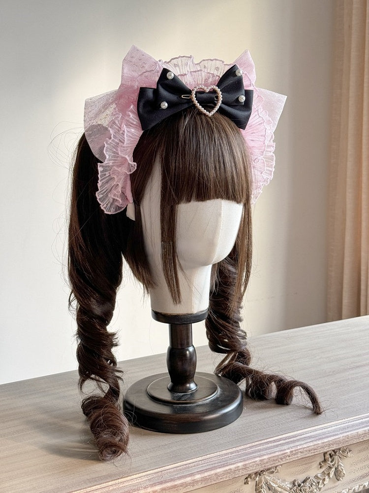 Sweet with Trim Bowknot Options Lolita and – KC Lace Decoration Heart 3 Color