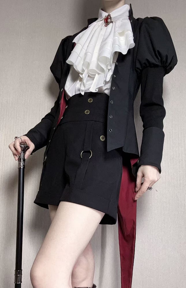 スワローマンダリンファッション王子ブラックトップテールジュリエットロリータカラースリーブ