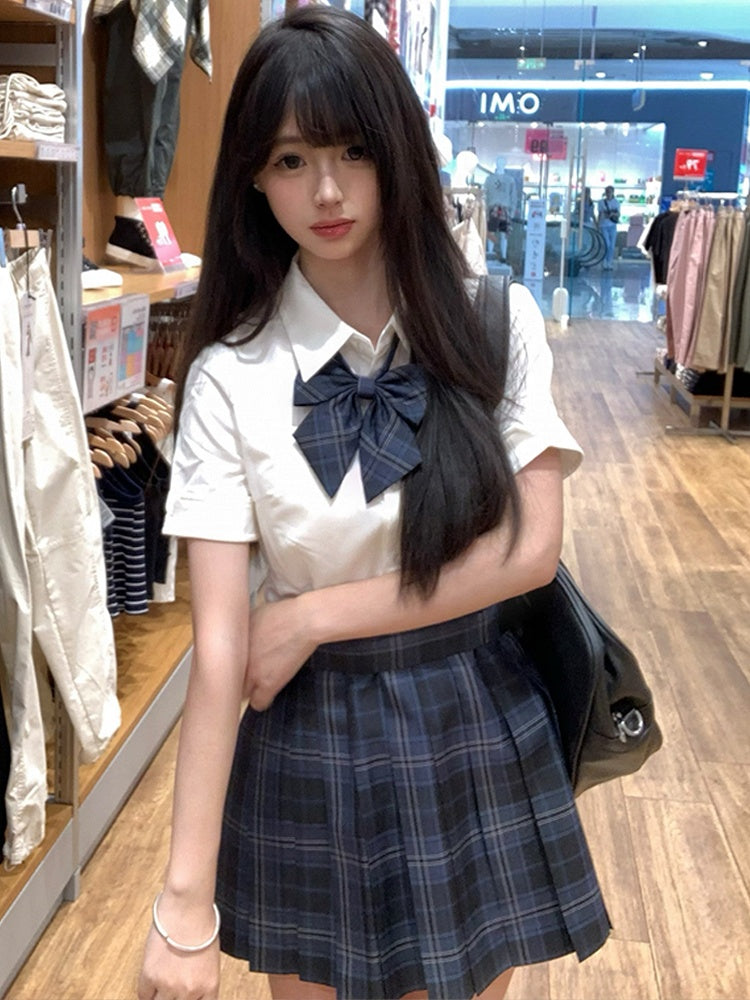 シャツバージョンJKスリーブショートスタイルプレッピーホワイトユニフォーム