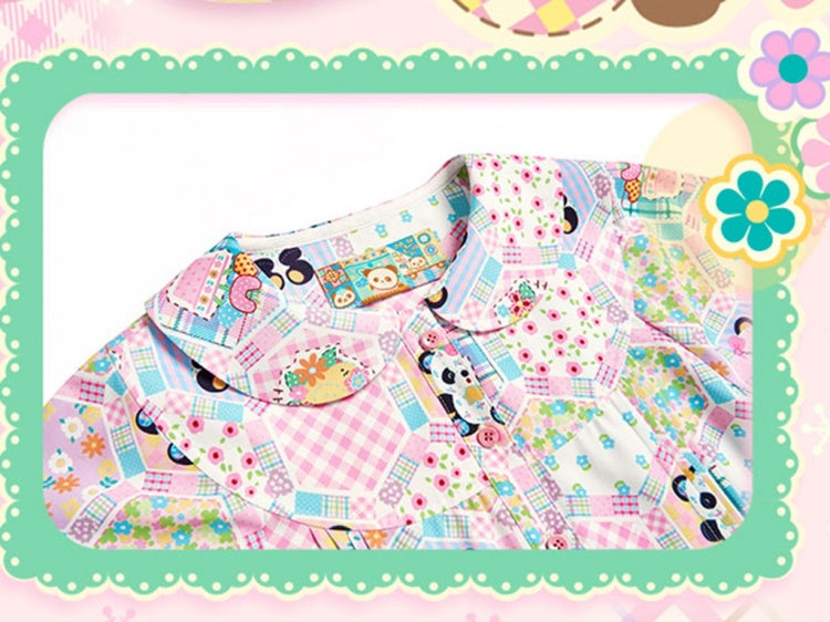 Pink Panda Kleid mit Peter-Pan-Kragen